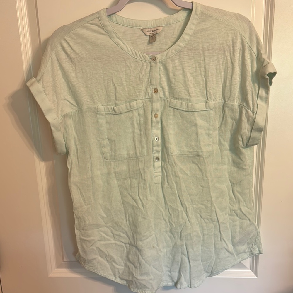 Women's Light Green Button-Up Top